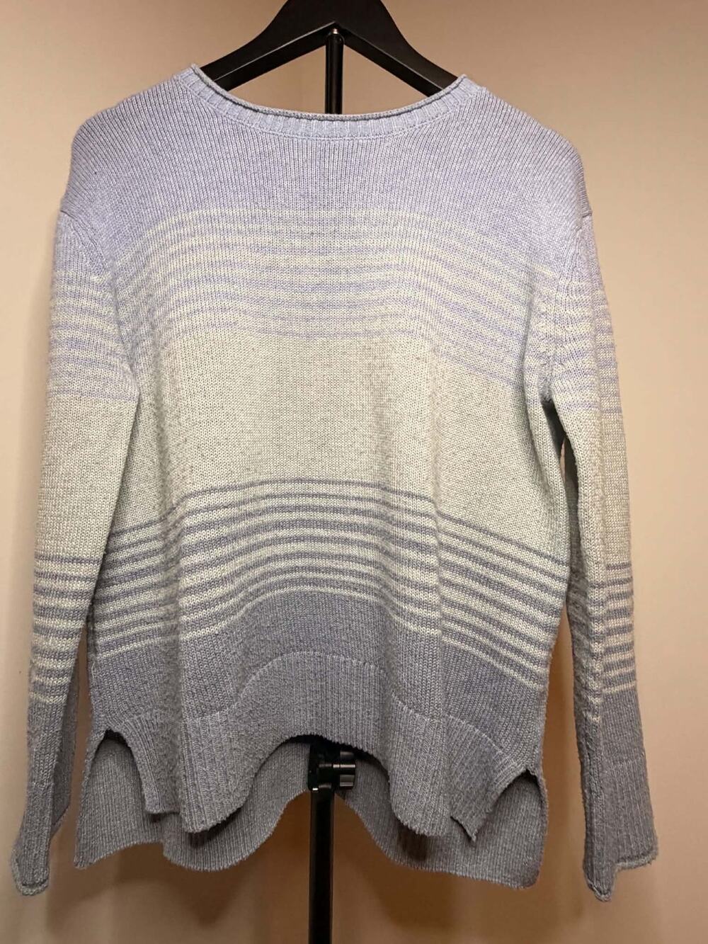 Ella Moss Blue & Ivory Striped High-Low Knit Sweater Size S
